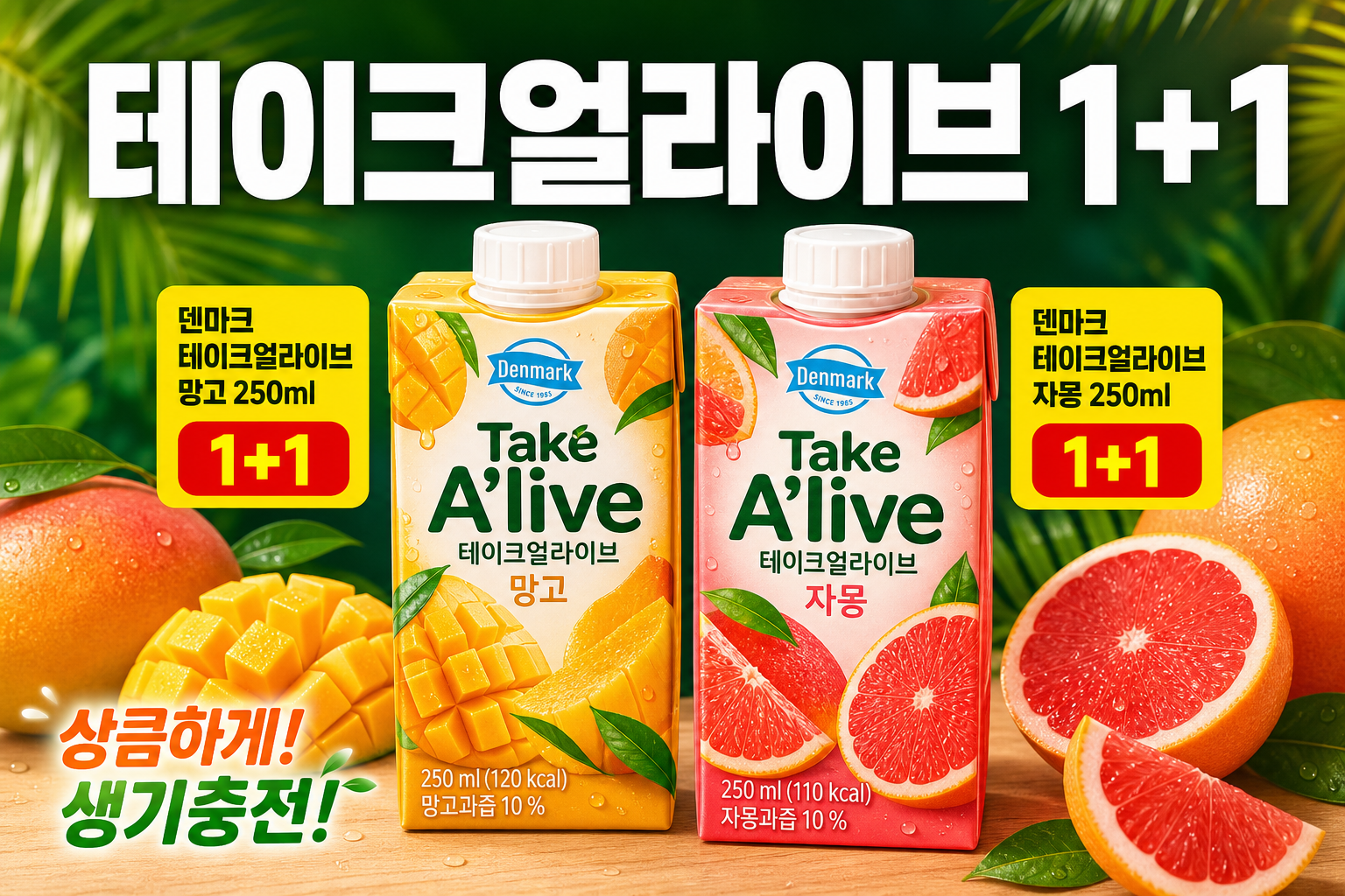 세븐일레븐 9월 테이크얼라이브 망고·자몽 1+1 세세세일 POP 1