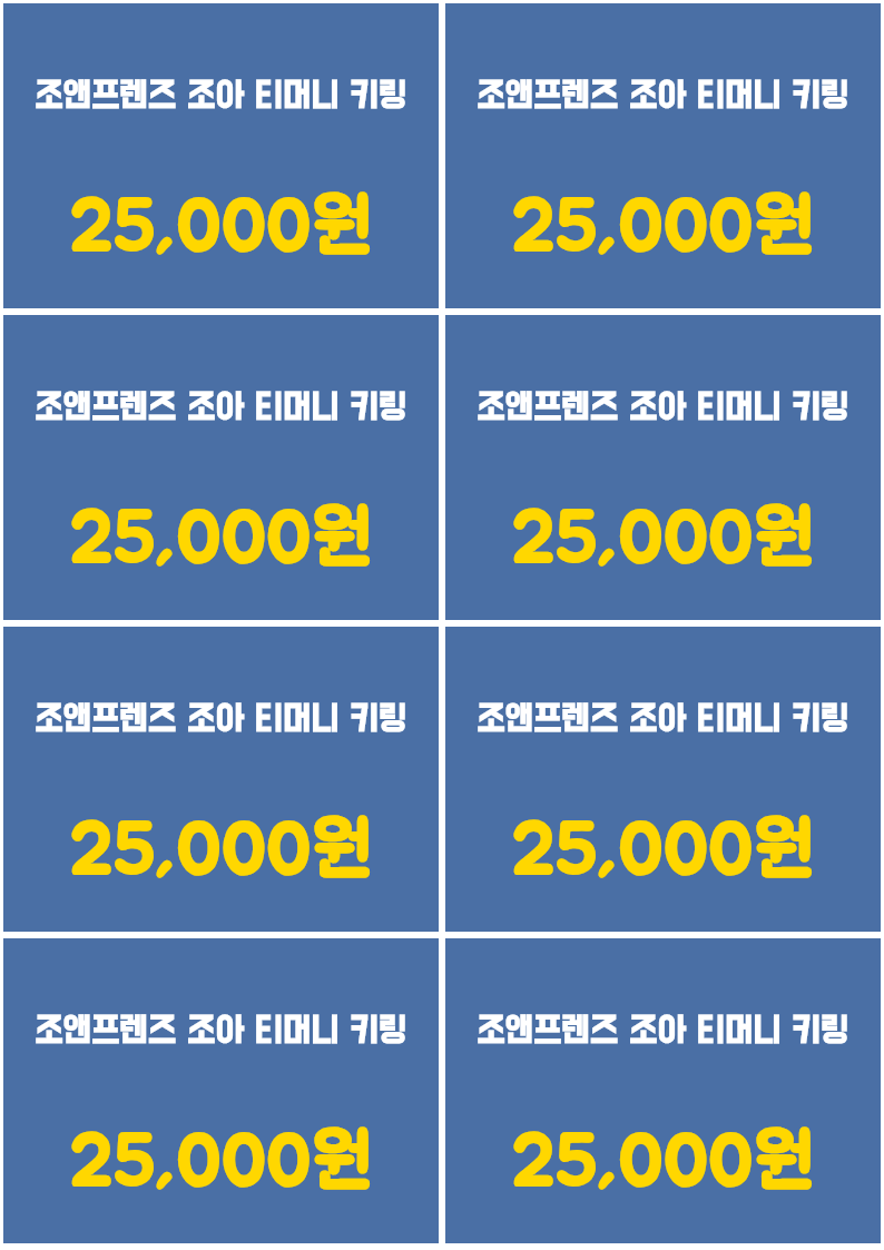 GS25 조앤프렌즈 조아 티머니 키링 가격표 1