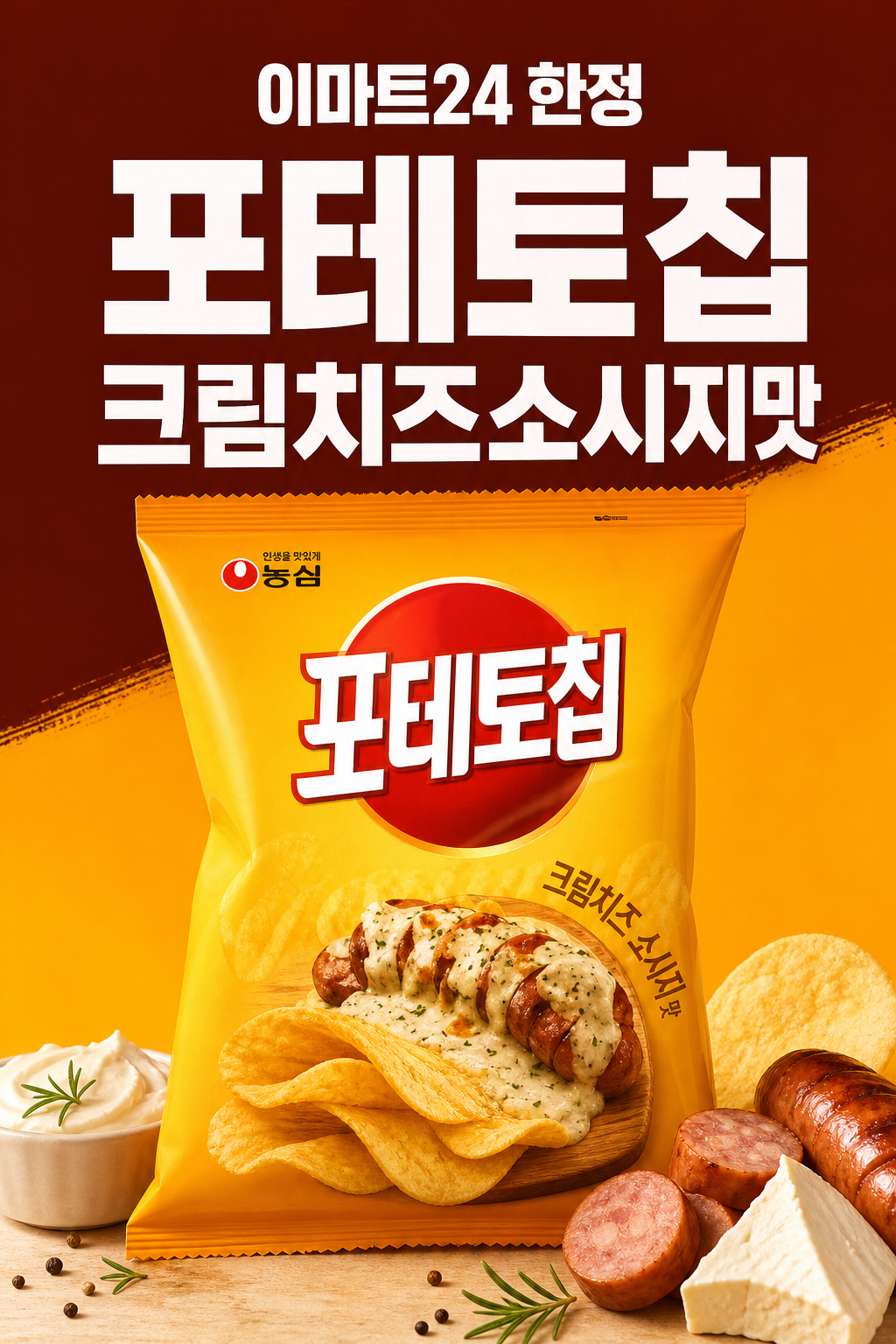 농심 포테토칩 크림치즈소시지맛 POP (이마트24 한정) 1