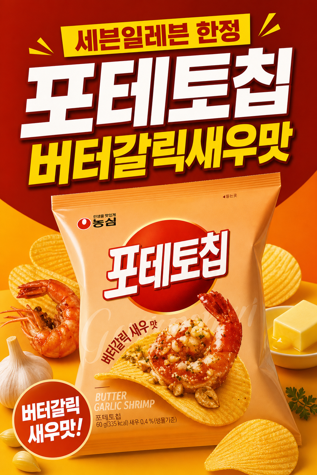 농심 포테토칩 버터갈릭새우맛 POP (세븐일레븐 한정) 1