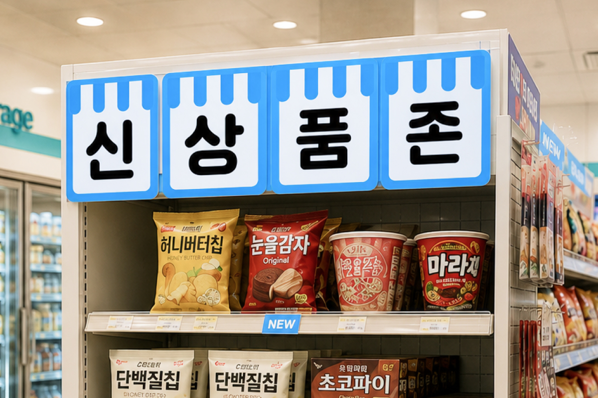 "신상품존" 편의점 쇼카드 POP (가로·세로 + 낱글자)