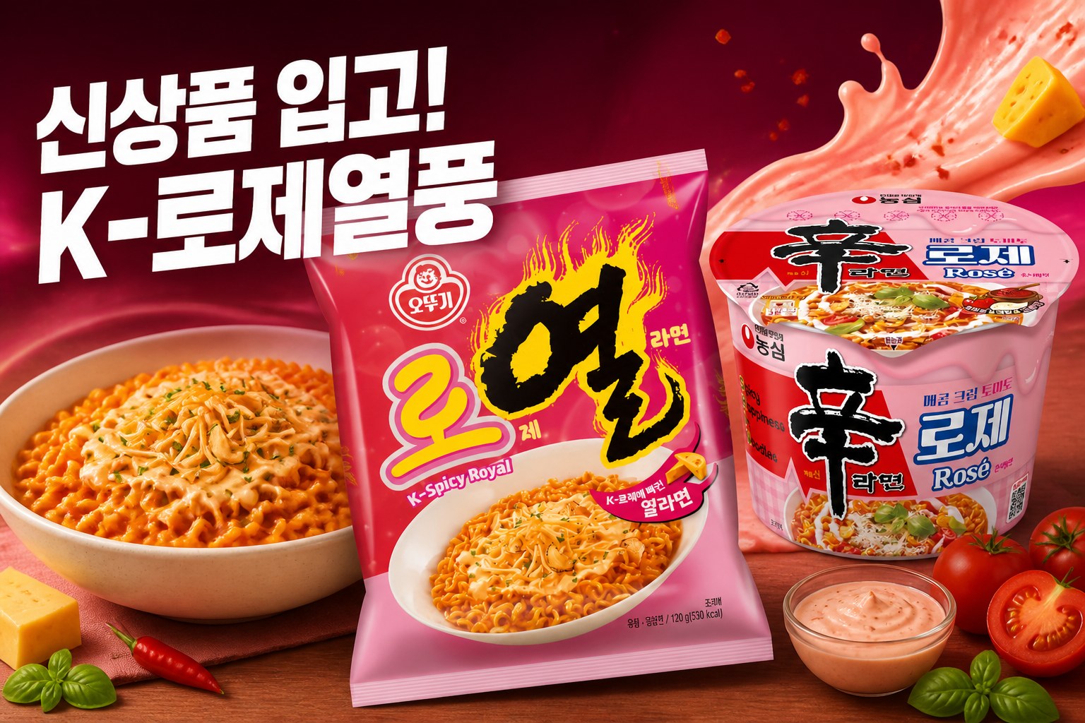 K-로제 라면 신상 POP