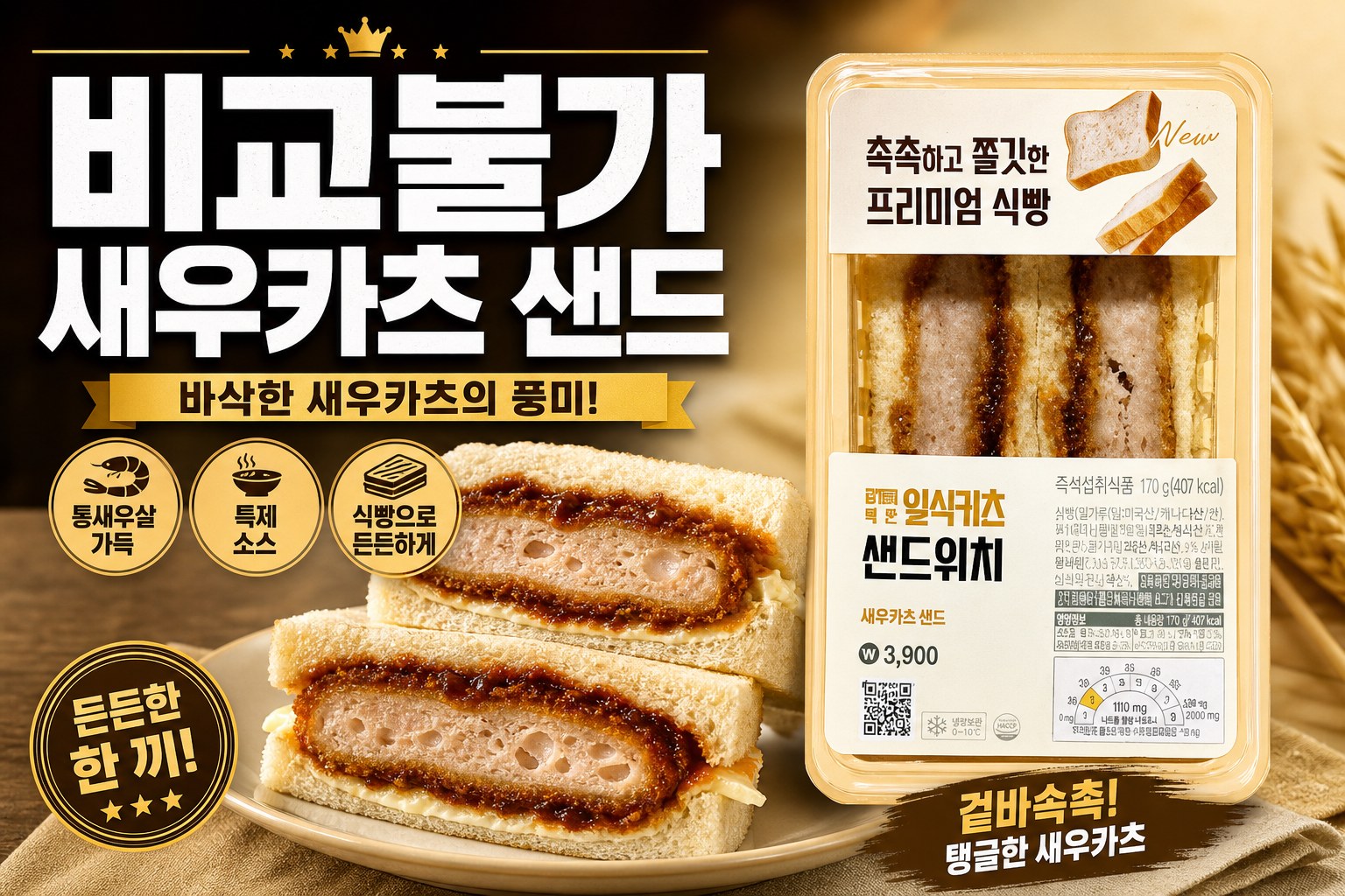 세븐일레븐 비교불가 새우카츠 샌드 POP